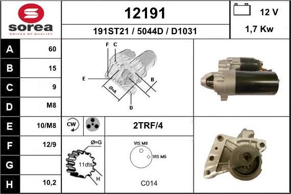 EAI 12191 - Стартер autospares.lv