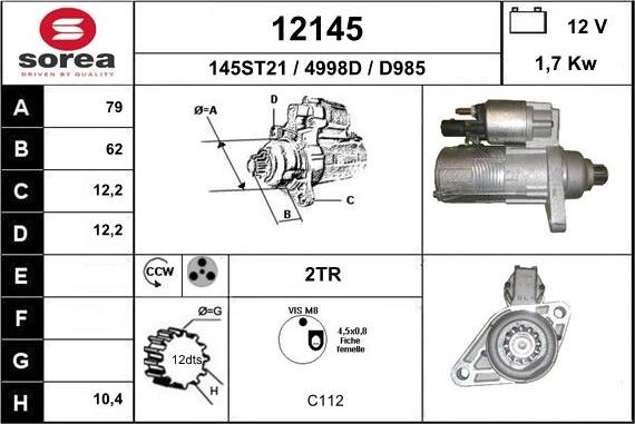 EAI 12145 - Стартер autospares.lv