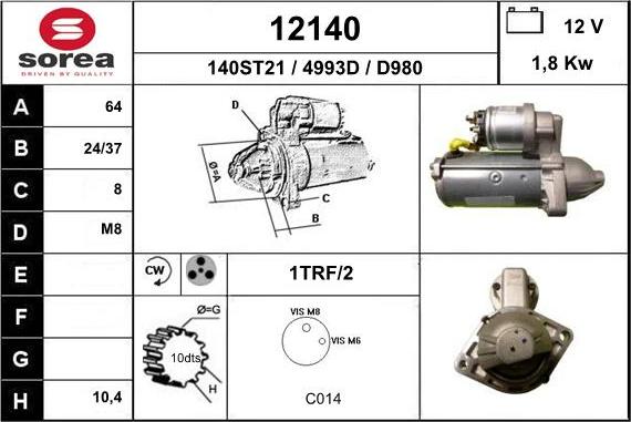 EAI 12140 - Стартер autospares.lv