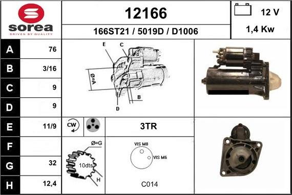 EAI 12166 - Стартер autospares.lv