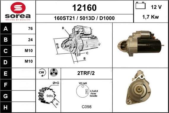 EAI 12160 - Стартер autospares.lv