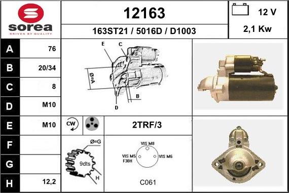 EAI 12163 - Стартер autospares.lv