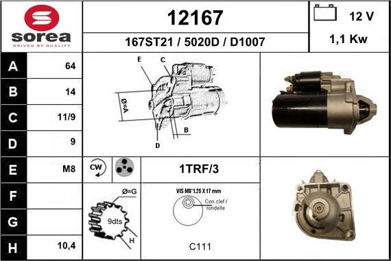 EAI 12167 - Стартер autospares.lv