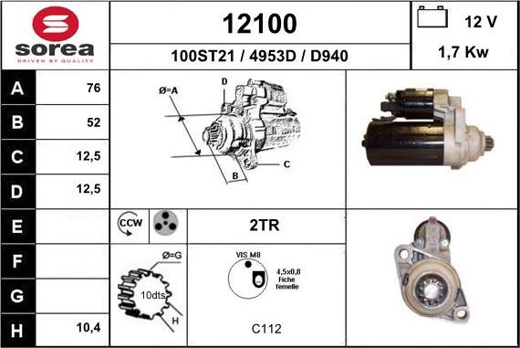 EAI 12100 - Стартер autospares.lv