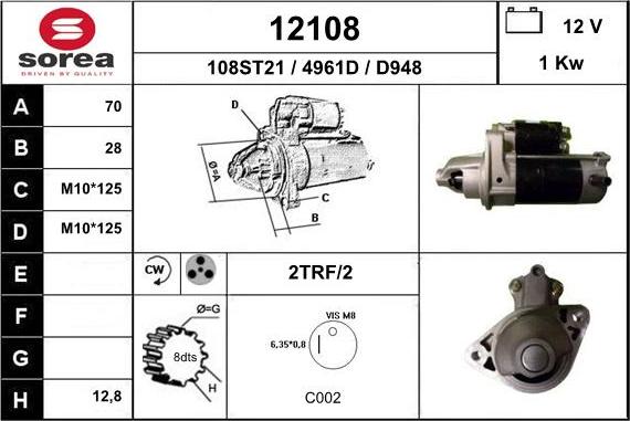 EAI 12108 - Стартер autospares.lv