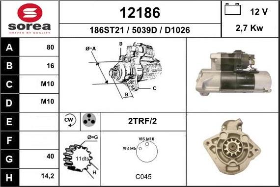 EAI 12186 - Стартер autospares.lv