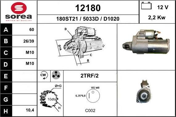 EAI 12180 - Стартер autospares.lv