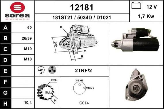 EAI 12181 - Стартер autospares.lv