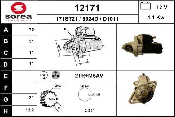 EAI 12171 - Стартер autospares.lv