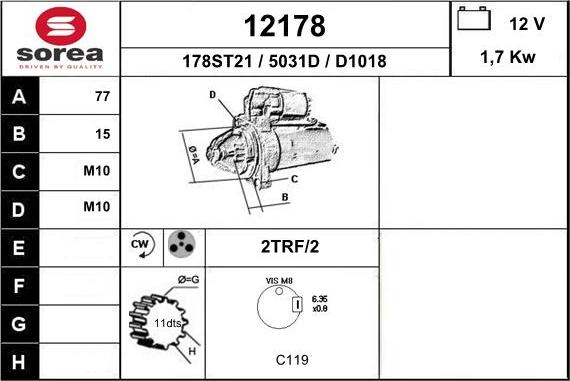 EAI 12178 - Стартер autospares.lv