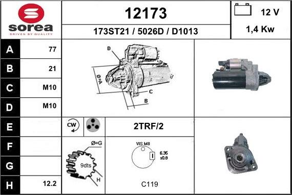 EAI 12173 - Стартер autospares.lv