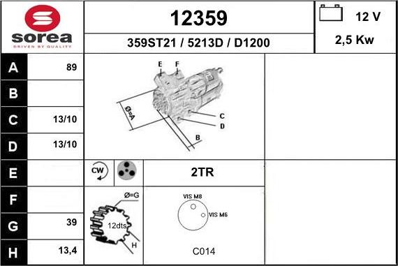 EAI 12359 - Стартер autospares.lv