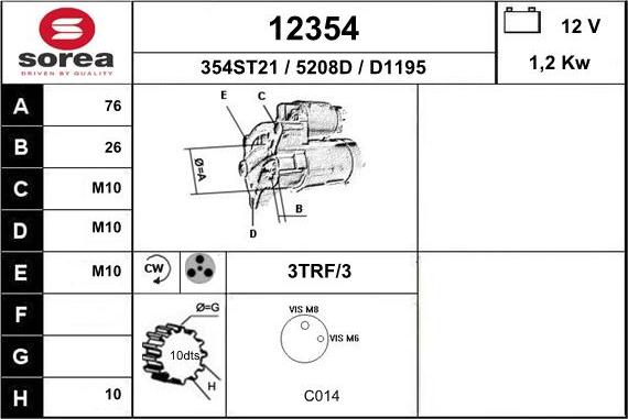 EAI 12354 - Стартер autospares.lv