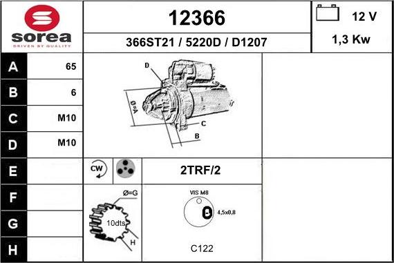 EAI 12366 - Стартер autospares.lv