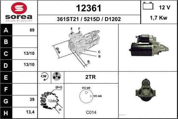 EAI 12361 - Стартер autospares.lv