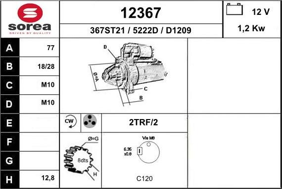 EAI 12367 - Стартер autospares.lv