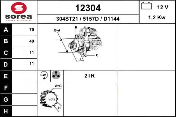 EAI 12304 - Стартер autospares.lv