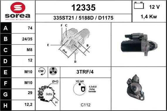 EAI 12335 - Стартер autospares.lv