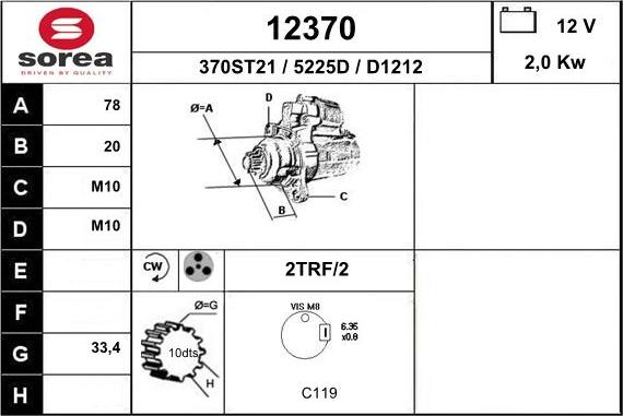 EAI 12370 - Стартер autospares.lv