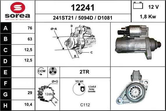 EAI 12241 - Стартер autospares.lv