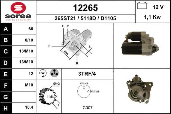 EAI 12265 - Стартер autospares.lv