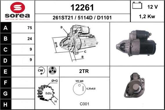 EAI 12261 - Стартер autospares.lv