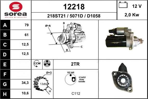 EAI 12218 - Стартер autospares.lv