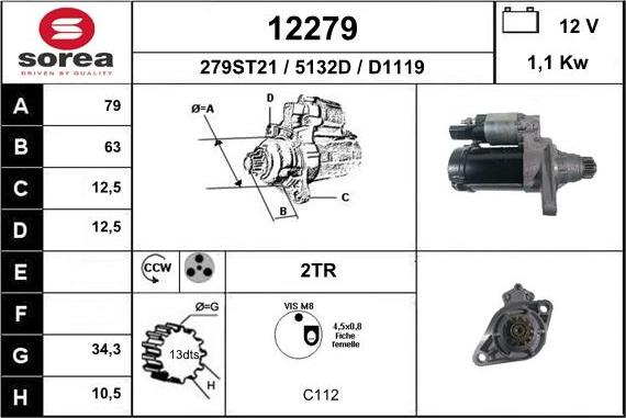 EAI 12279 - Стартер autospares.lv