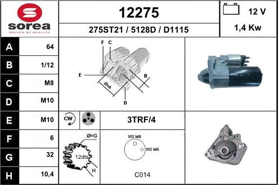 EAI 12275 - Стартер autospares.lv