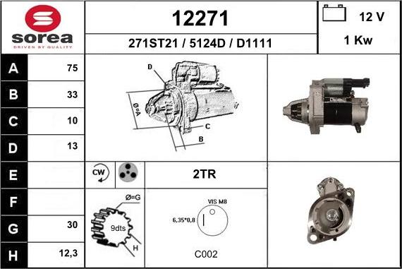 EAI 12271 - Стартер autospares.lv