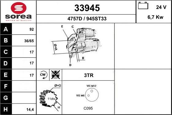 EAI 33945 - Стартер autospares.lv