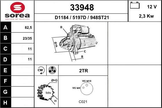 EAI 33948 - Стартер autospares.lv