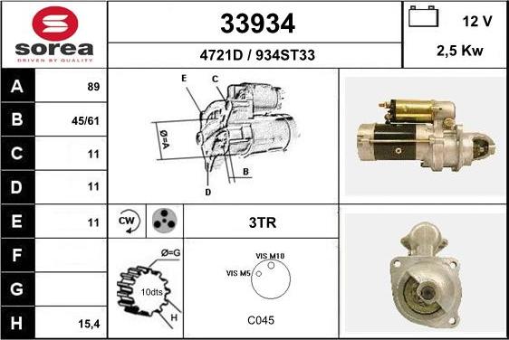 EAI 33934 - Стартер autospares.lv