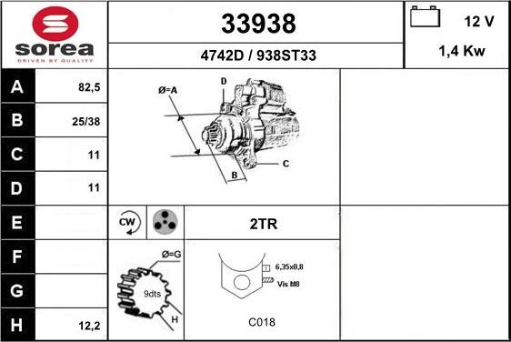EAI 33938 - Стартер autospares.lv