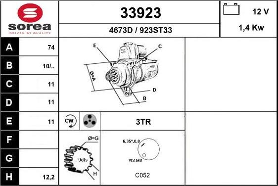 EAI 33923 - Стартер autospares.lv