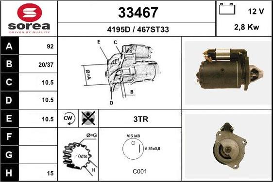 EAI 33467 - Стартер autospares.lv