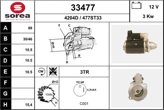 EAI 33477 - Стартер autospares.lv