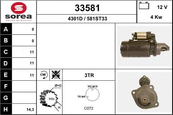 EAI 33581 - Стартер autospares.lv