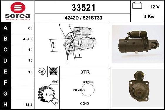 EAI 33521 - Стартер autospares.lv