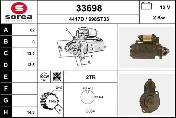 EAI 33698 - Стартер autospares.lv