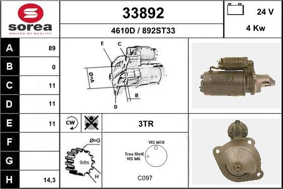 EAI 33892 - Стартер autospares.lv