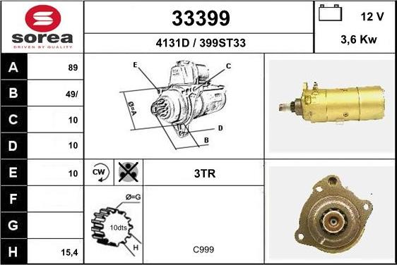 EAI 33399 - Стартер autospares.lv