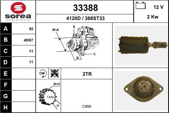 EAI 33388 - Стартер autospares.lv