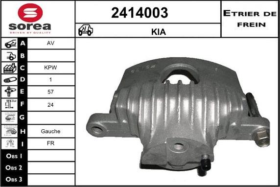 EAI 2414003 - Тормозной суппорт autospares.lv