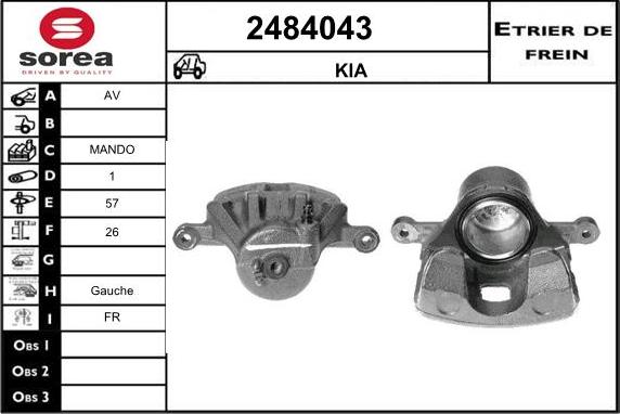 EAI 2484043 - Тормозной суппорт autospares.lv