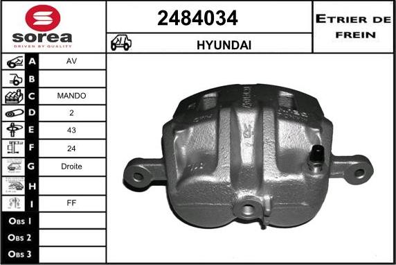 EAI 2484034 - Тормозной суппорт autospares.lv