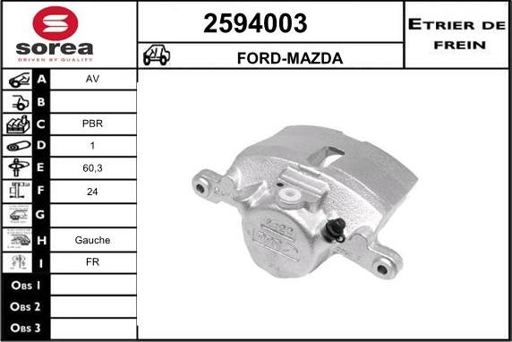 EAI 2594003 - Тормозной суппорт autospares.lv