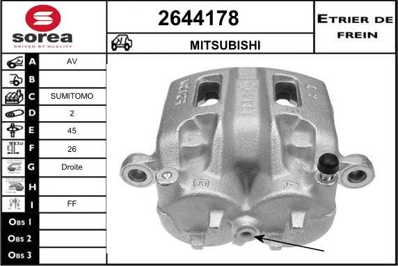 EAI 2644178 - Тормозной суппорт autospares.lv