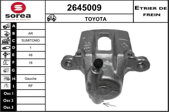 EAI 2645009 - Тормозной суппорт autospares.lv