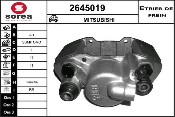 EAI 2645019 - Тормозной суппорт autospares.lv